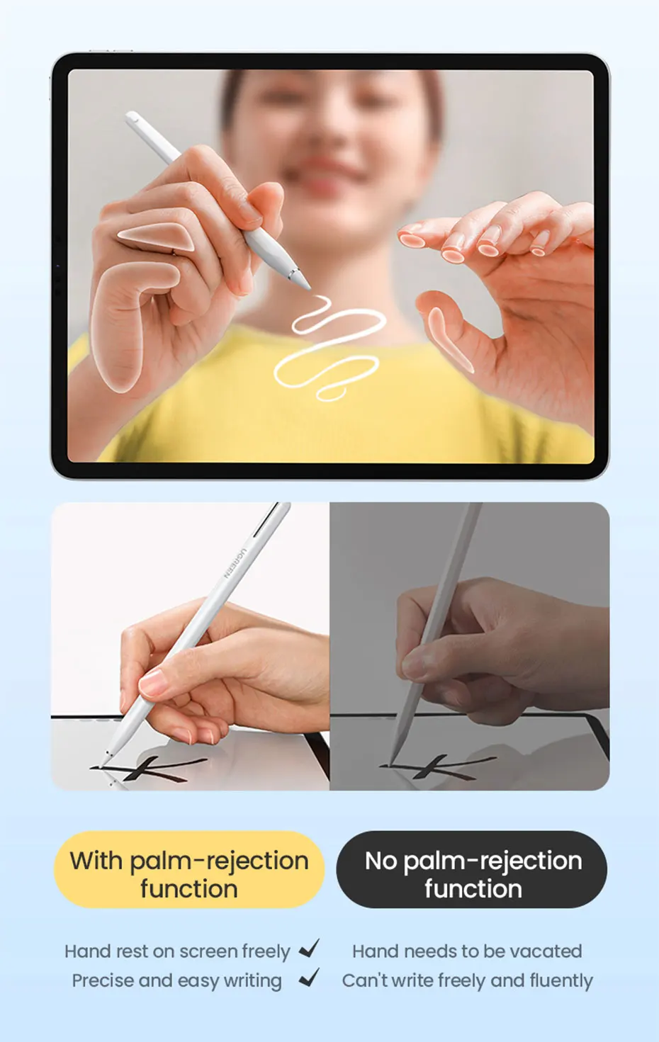 Caneta Stylus UGREEN-magnética para Apple Pencil, carregamento