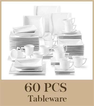 MALACASA FLORA 30/60 Piece White Porcelain Dinner Set with  12*Cup,Saucer,Dessert Soup Dinner Plate Tableware Set for 12 Person