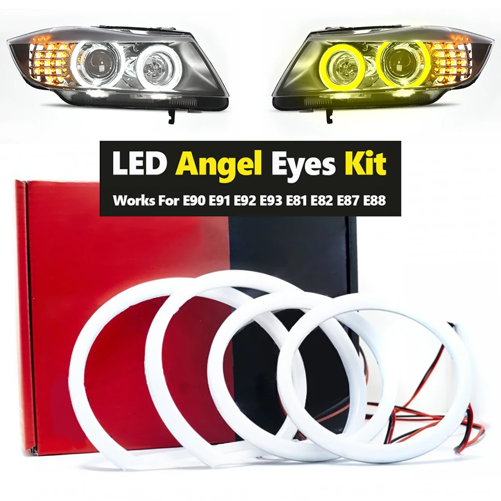2 X(131Mm 106Mm) Doppio Colore Led Halo Rings Cotton Light Per Bmw E90 E87 E91 X3 E83 E82 E81 E88 Led Smd Angel Eyes Lampade