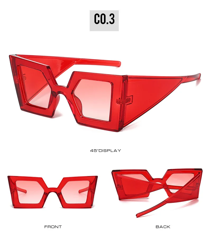 Ultrastylische, übergroße Sonnenbrille, trendige Unisex-Sonnenbrille mit kräftigem Arm und UV-Schutz für den Straßenstil – Detail 9