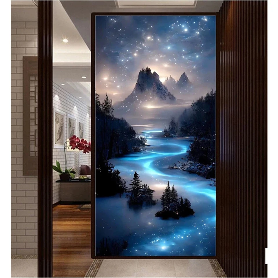 

Набор для алмазной живописи «сделай сам» 5D, звездное небо, луна, полнокристальная Алмазная вышивка, украшение для стен дома, подарок