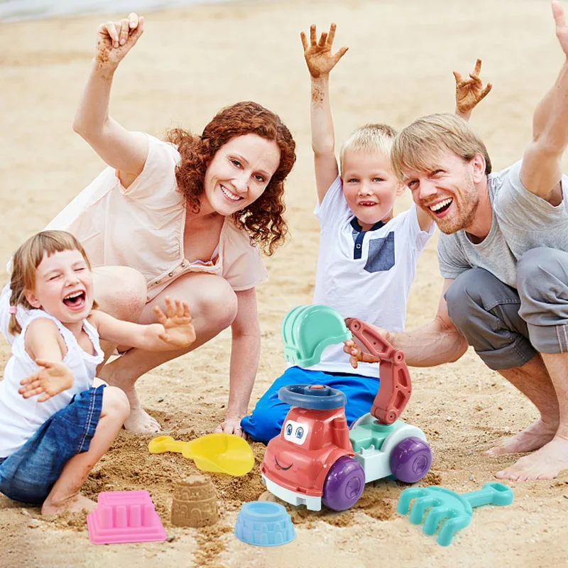

Seaside Beach Toy Engineering Car Set Baby Cartoon Beach Car Digging Sand Shovel Interactive Game Toy Tool Baby Bath Toys