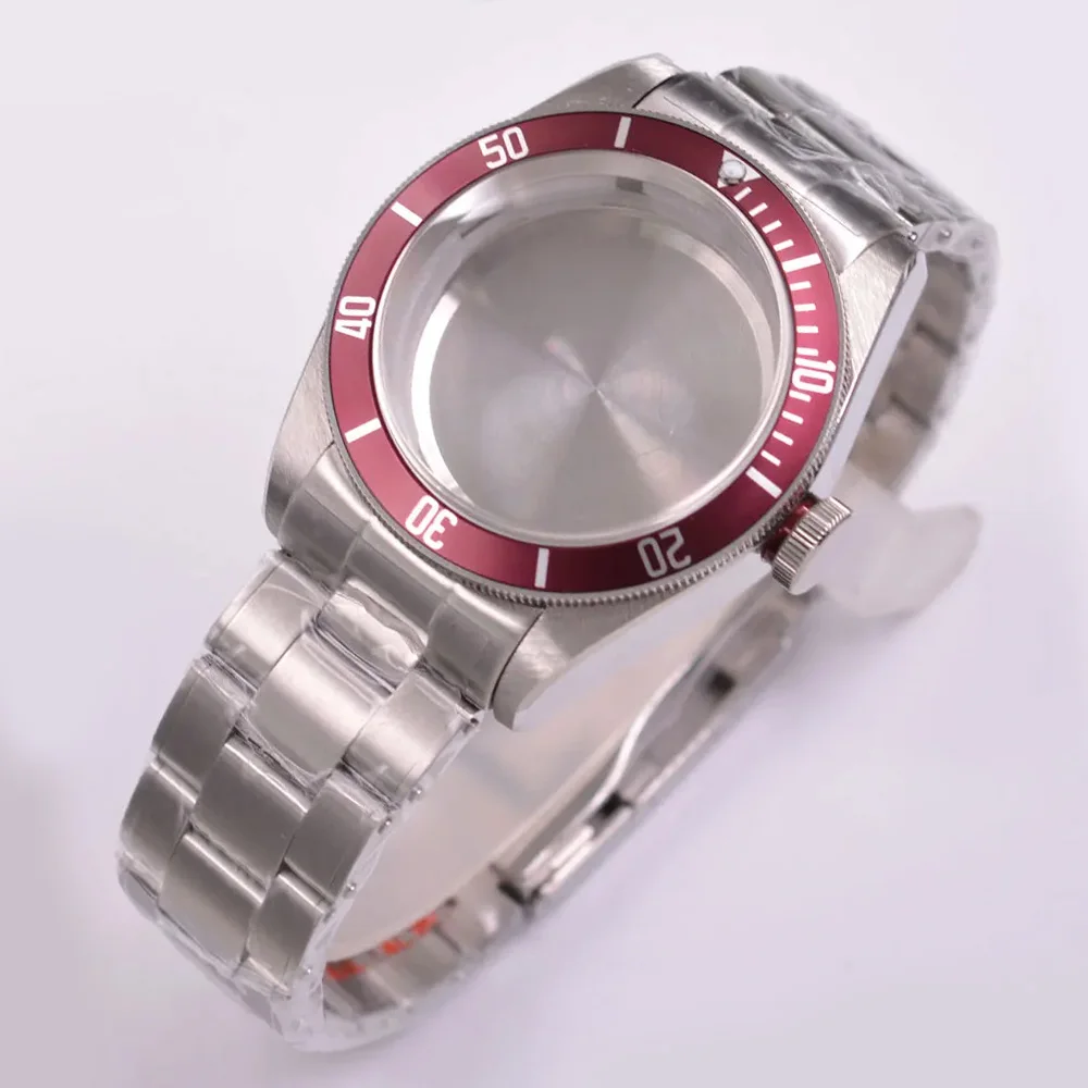 

11 colors sapphire glass case Fits NH35 NH36 ETA2824 PT5000 movement Solid steel 41mm steel bracelet watch Case