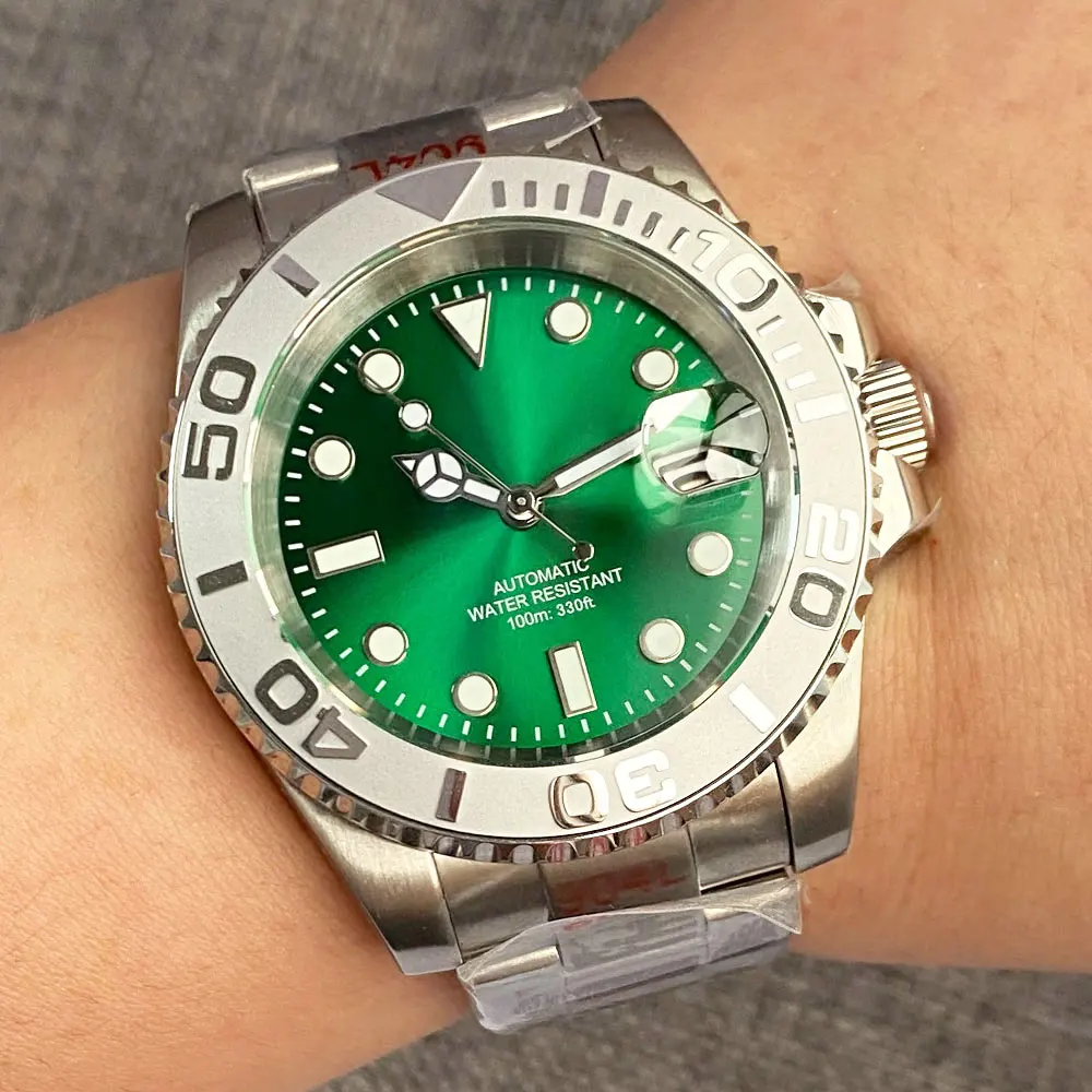 200M Impermeabile Sub Diver Orologio Meccanico Da Uomo S Nh35 Sunburst Green Diving Orologio Da Polso 904L Bracciale Sphire Glass 38Mm Insert