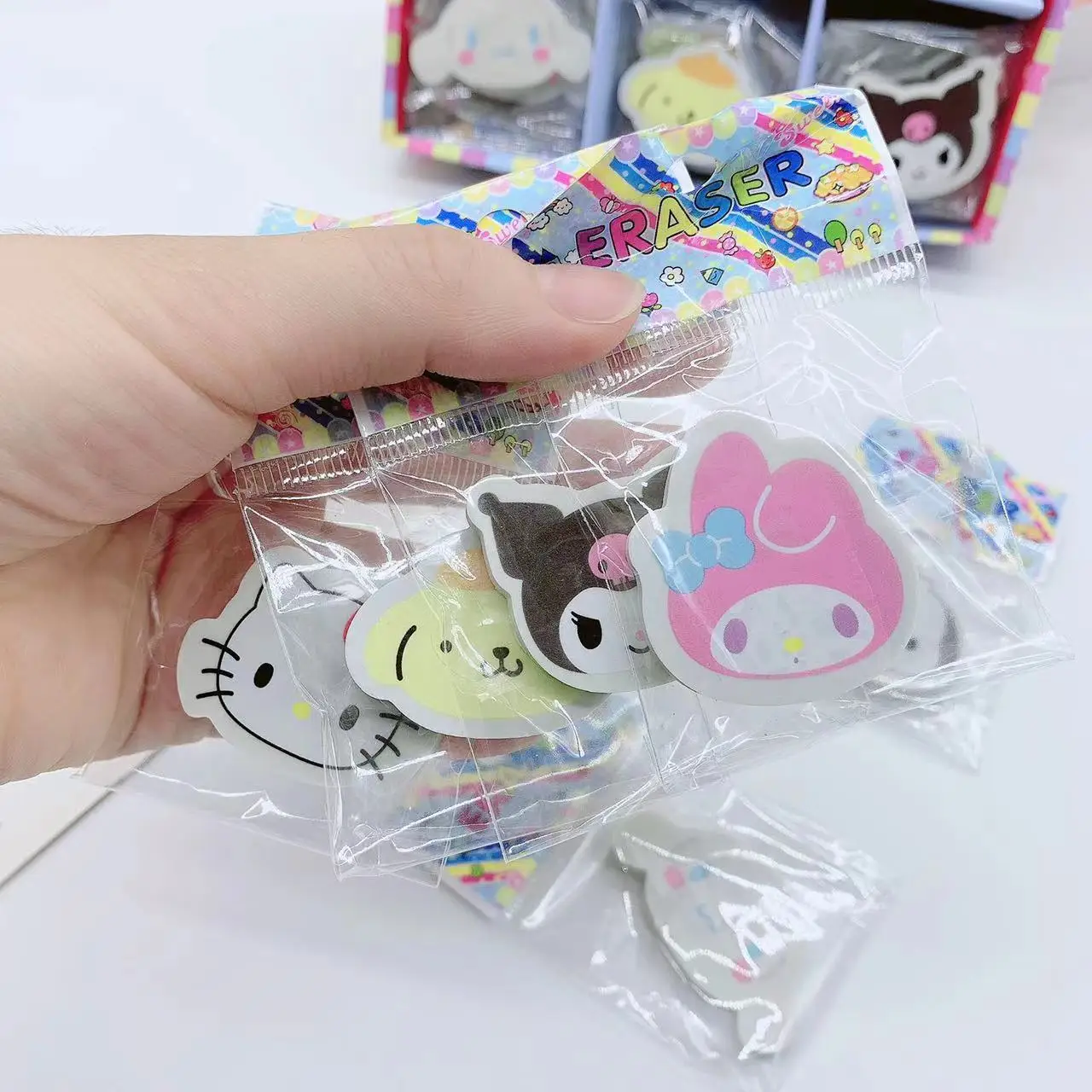 

30Pcs Sanrio Cute Eraser Hello Kitty Kuromi Cinnamoroll Erasers Kawaii Stationery Wholesale Students Primary School Prize Gifts