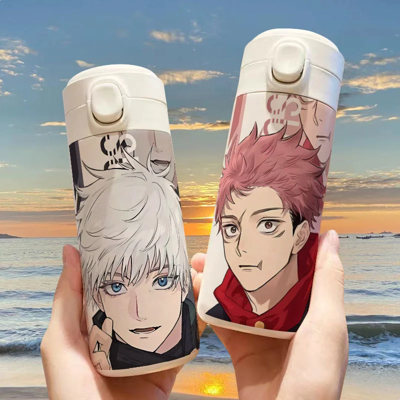 Anime Jujutsu Kaisen Tumbler Thermos Bottle Cartoon Gojo Thermal Stainless Steel Water Cup Portable Kid Adult Sport Water Bottle