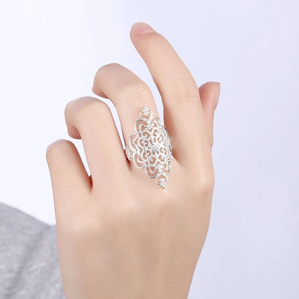 Nuovi anelli in argento sterling 925 caldi per le donne, regali per feste di moda retrò eleganti e larghi, gioielli da sposa con fascino per studentesse - immagine 2