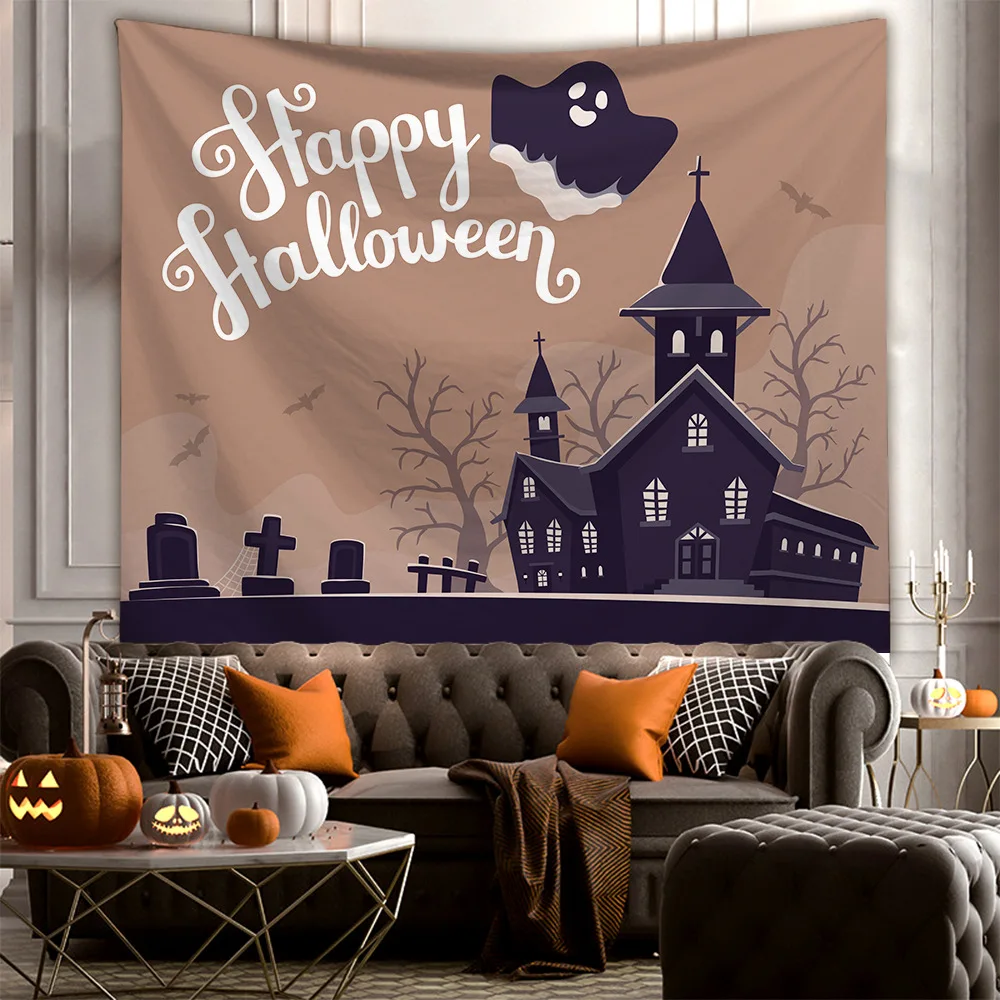 

Custom Tapestry Halloween Pumpkin Party Background Hanging Cloth New Hippie Series Room Decor Bedroom Decorative Wall Tapestries