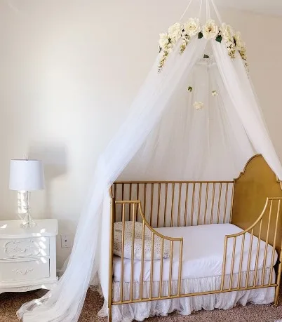 Baby Wreath Bed Curtain Tent Ins Princess Wind Crib Mesh Skin-friendly Mosquito Net Free Installation Children\'s Rose Tent