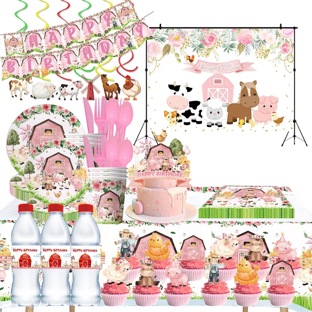 Farm Animal Barn Party Decor Animals Birthday Party Tableware Cups Plates Water bottle sticker FarmHouse Theme Party Supplies