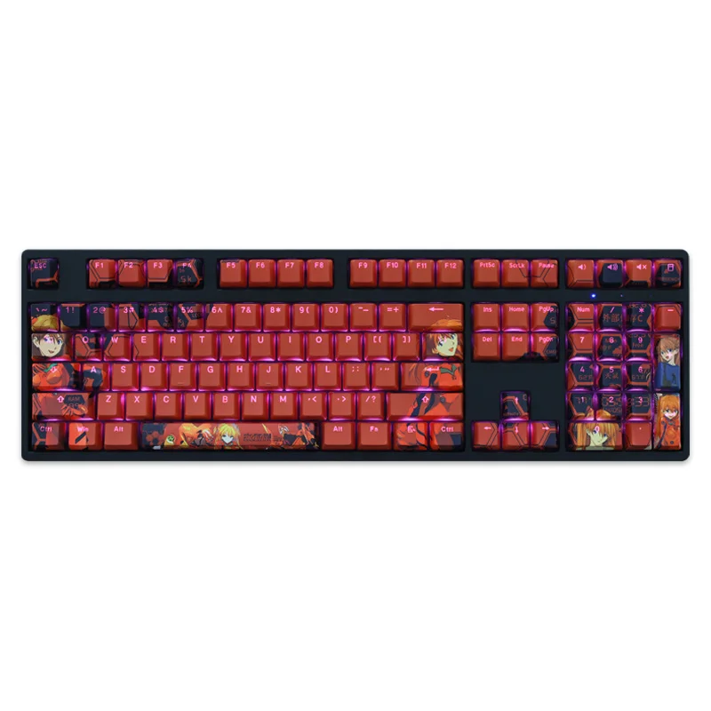 Dois Desenhos Animados Dimensionais Anime Gaming Key Caps Pbt Dye Subbed Keycaps Perfil do Oem Backlit Keycap para Asuka Conjunto - Imagem 4