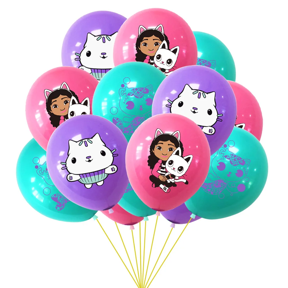 10/20pcs Gabby Dollhouse Cats Balloon Girl Kids Birthday Party ...