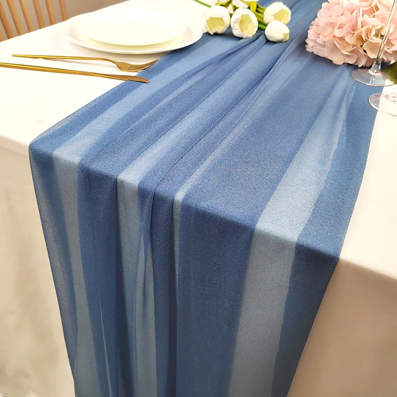 Chiffon Table Runner Vertical Tablecloth for Table Decorations Shiny Fabric Merry Christmas Decorations 2026 Wedding Decoration