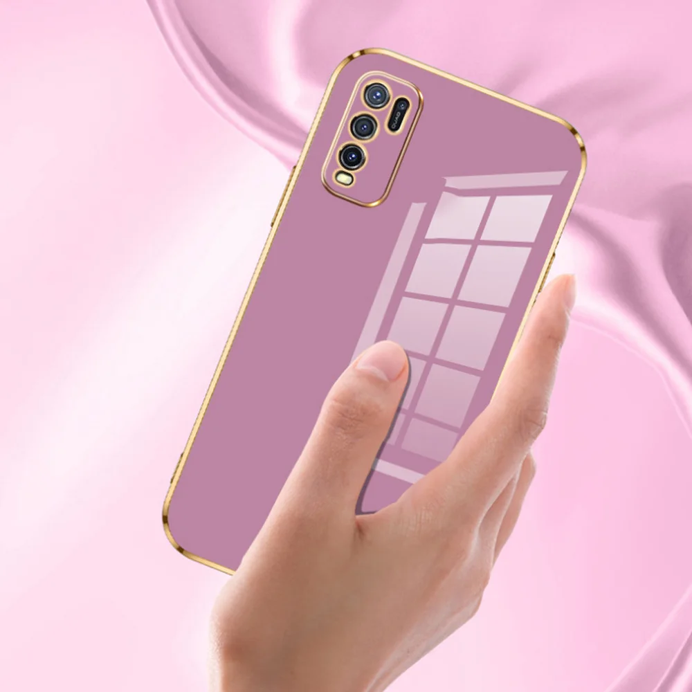 Plating Square Silicone Shockproof Phone Case with Camera Protection