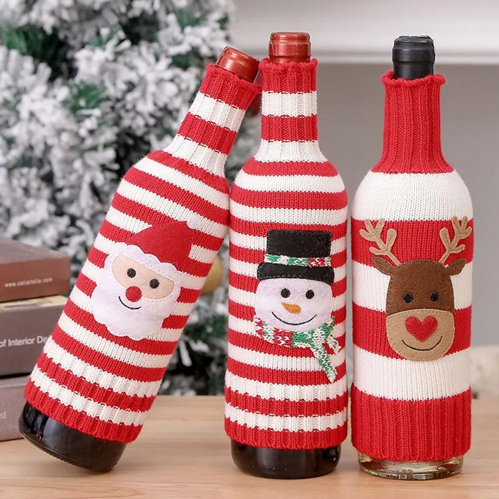 Creative Christmas Wine Bottle Covers Elk Snowman Red Wine Champagne Snowman Xmas New Year Dinner Table Decor 2023