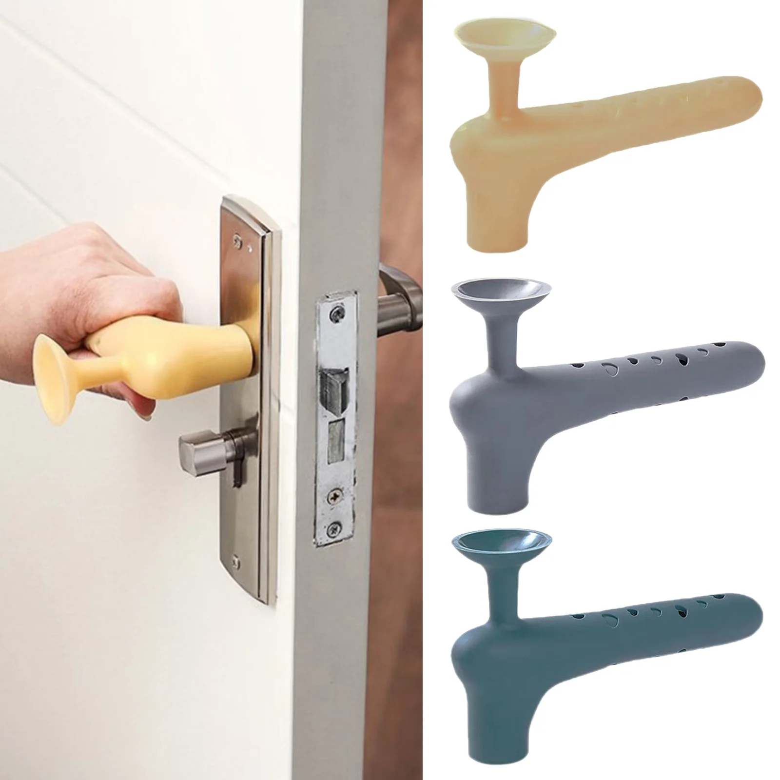 Silicone Door Handle Protector Cover Anti Collision Static Door Handle Knob Cover Baby Home Safety Decor Rubber Static