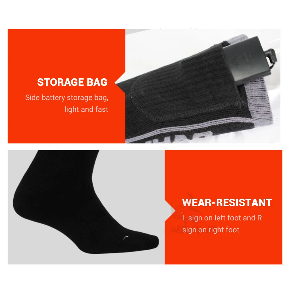 60℃ Motorcycle heated Socks warm USB Electric Motorcycle Boots Heating Socks Infrared Heated Boots Skiing Sock size 36-45