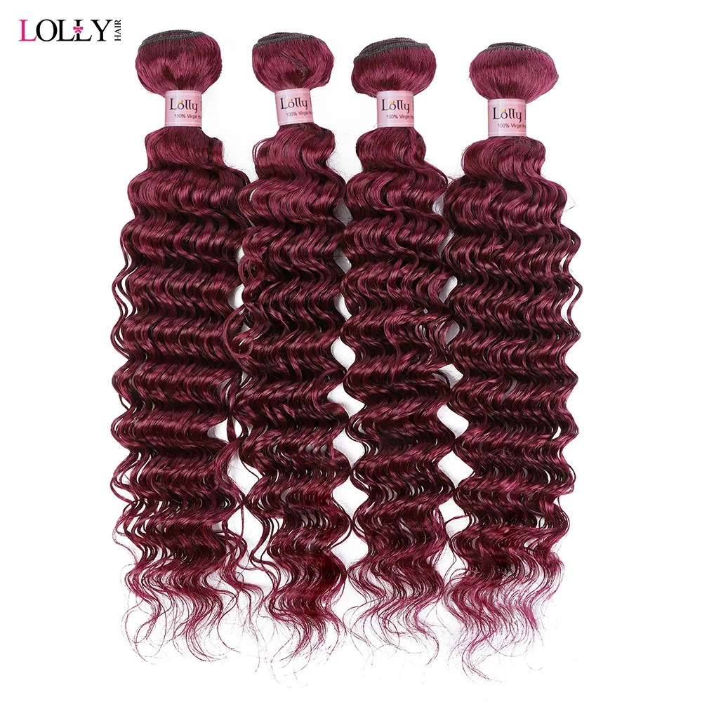 99j Burgundy Deep Wave Bundles Colored Human Hair Bundles Brazilian Remy Hair Extension Curly Weaves 1/ 3/4 Pcs human hair extensions