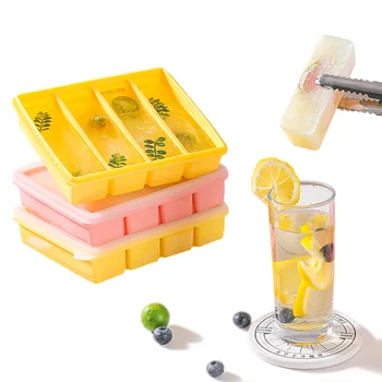 Vassoi per cubetti di ghiaccio a forma di striscia Stampo per cubetti di ghiaccio quadrato in silicone gigante Creatore di cubetti di ghiaccio Stampi per cubetti di ghiaccio a rilascio facile Accessori per cucine 1