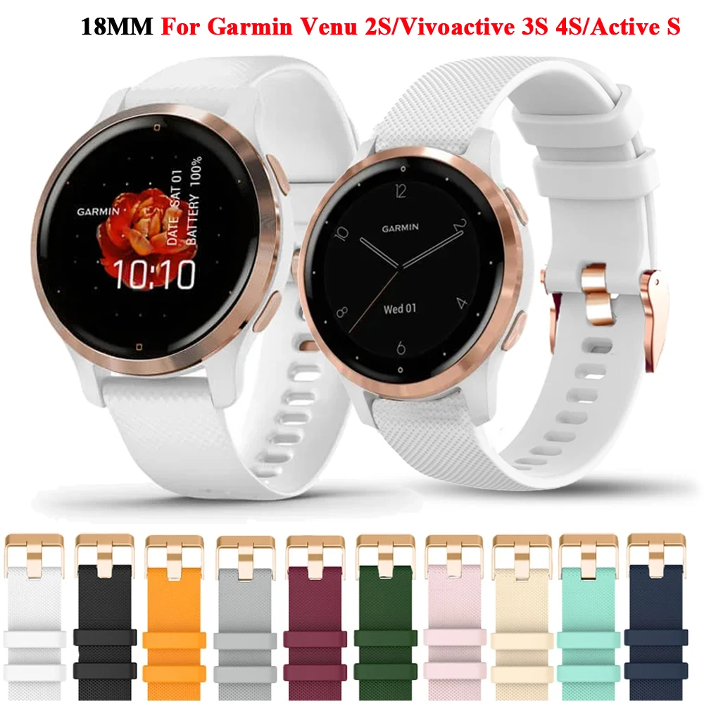 

18mm Watch Band Bracelet For Garmin Vivoactive 3S 4S Venu 2S Strap Vivomove 3S Forerunner 255S 265S Wristband Silicone Watchband