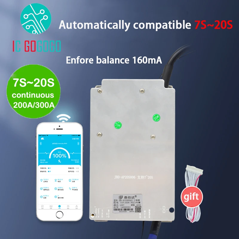 JBD smart BMS 7S to 20S 200A 300A Lifepo4 Li ion Lithium Protection