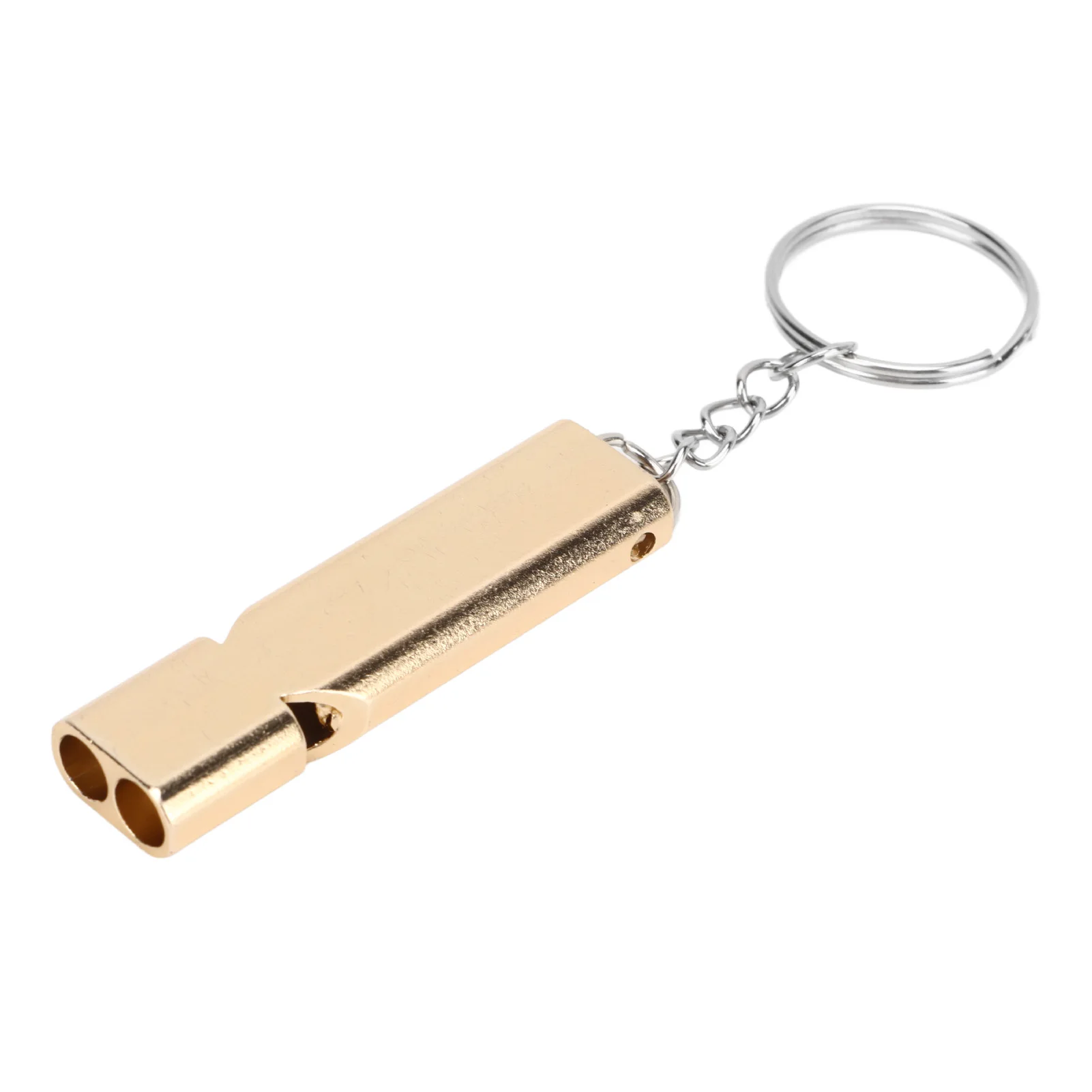 10Pcs Aluminum Alloy Emergency Survival Whistle Double Tube High Frequency Survival Whistle with Keychain 4
