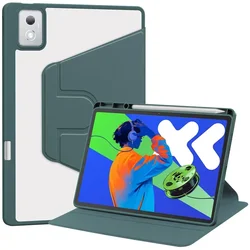 Enhanced Clear Acrylic Rotating Tablet Case with Pen Holder for Lenovo Idea Tab Pro (Dark green)