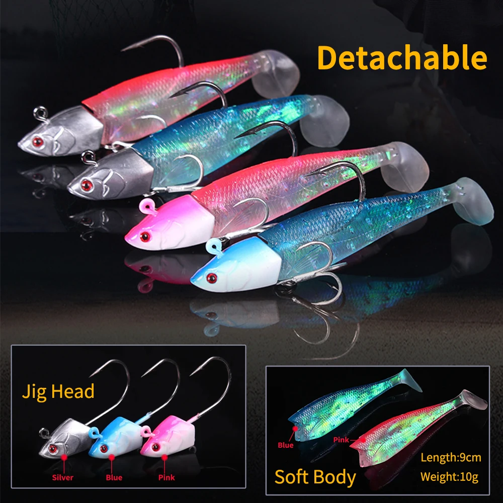 Ellllv 35g 40g 50g Weighted Jig Head Hook Soft Body Lure Saltwater