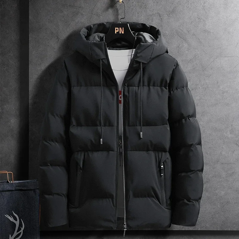 Winter Mens Hooded Bomber Jacket Casual Autumn Parka Thicken Men Fashion Clothing 2024 New Streetwear Cotton Padded Coats