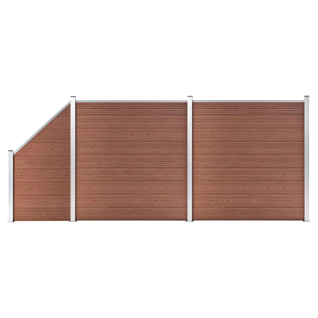 Wpc 2 Square + 1 Set Di Recinzioni Inclinate 446 X Cm Pannello Di Recinzione Da Giardino Marrone Decorativo Antiruggine Recinzioni Barriera Per Animal
