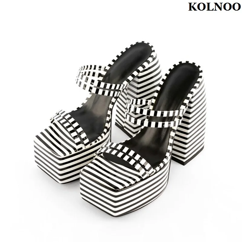 

Kolnoo Handmade New Style Ladies Chunky Heels Sandals Hi-platform Straps Summer Sexy Party Shoes Evening Fashion Hot Sale Shoes