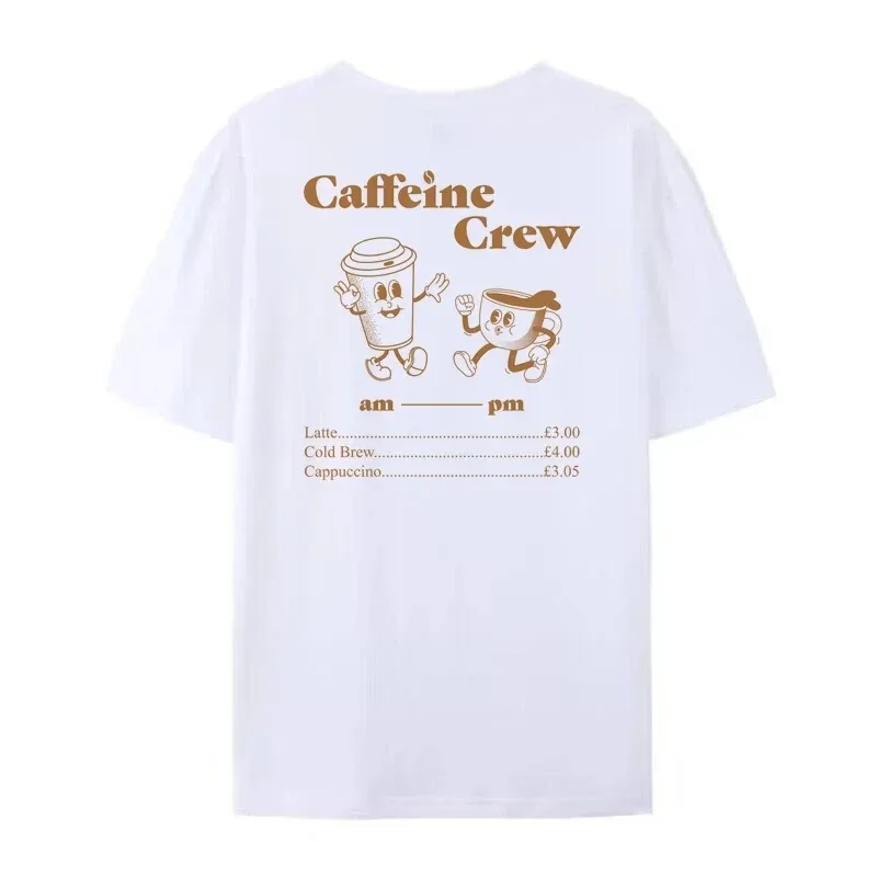 Retro Cartoon Graphic Tees Donna Cute Funny Coffee T-Shirt Unisex Vintage Gstreetwear Tees Coffee Addict Top