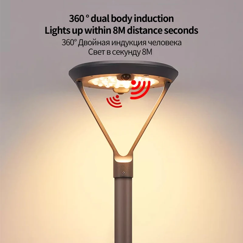 Solar Courtyard Light Outdoor Waterproof Villa Landscape Light Park Human Sensing Street Super Bright Garden High Pole