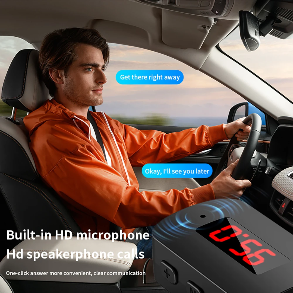 USB Bluetooth 5.4 Receiver Wireless Audio Transmitter USB Adapter with LED Display Hands-free Call Support FM Module For Car