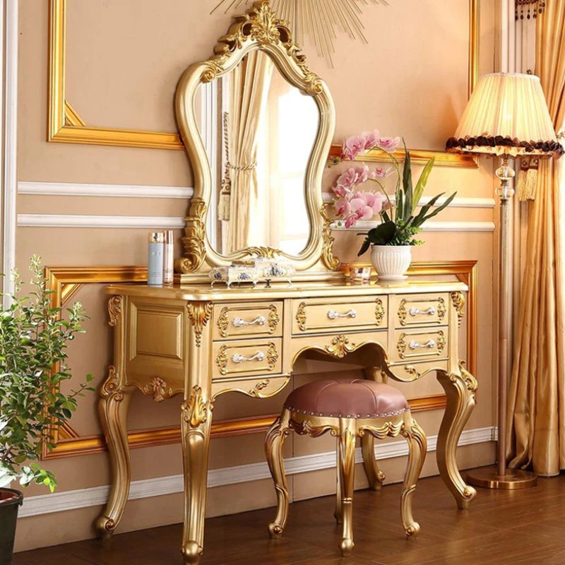 

Modern Nordic Dresser Luxury Desings Wood European Drawer Dressing Table Mirror Aesthetic Tocador Maquillaje Salon Furniture