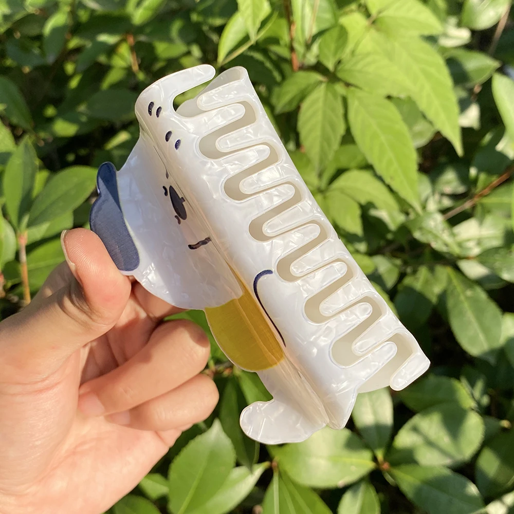 Neue Kreative Hund Katze Bär Gedruckt Muster Acryl Haar Clip Klaue Für Frauen Oversize Geometrische Headwear Haar Zubehör Werkzeug – Detail 6