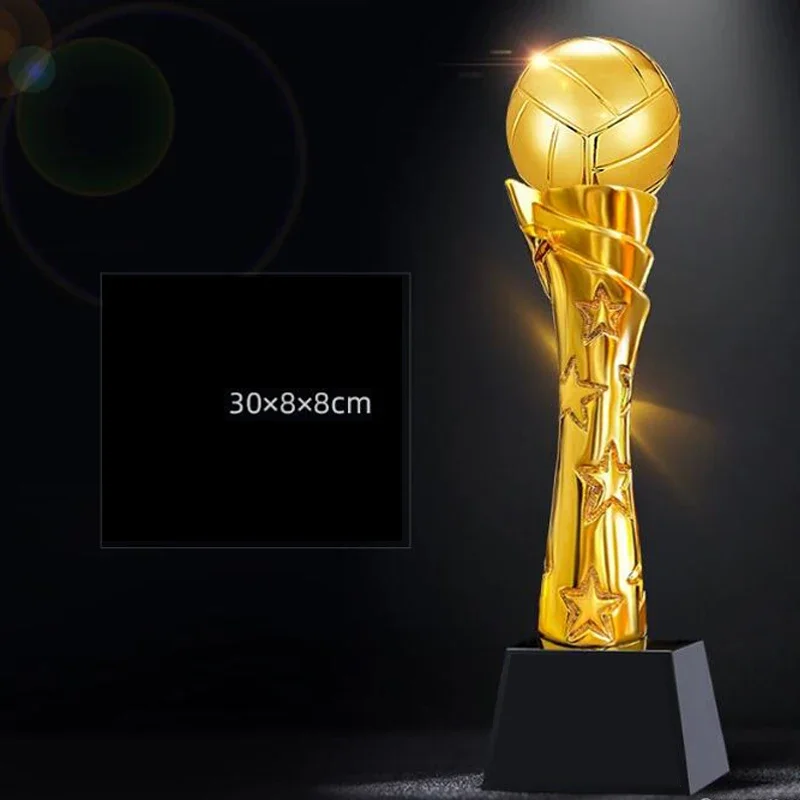 Customized Gold-Plated Resin Trophy for Billiards Volleyball Ball Gold Silver Copper Optional Event Awards Home Decor Honor, 1PC