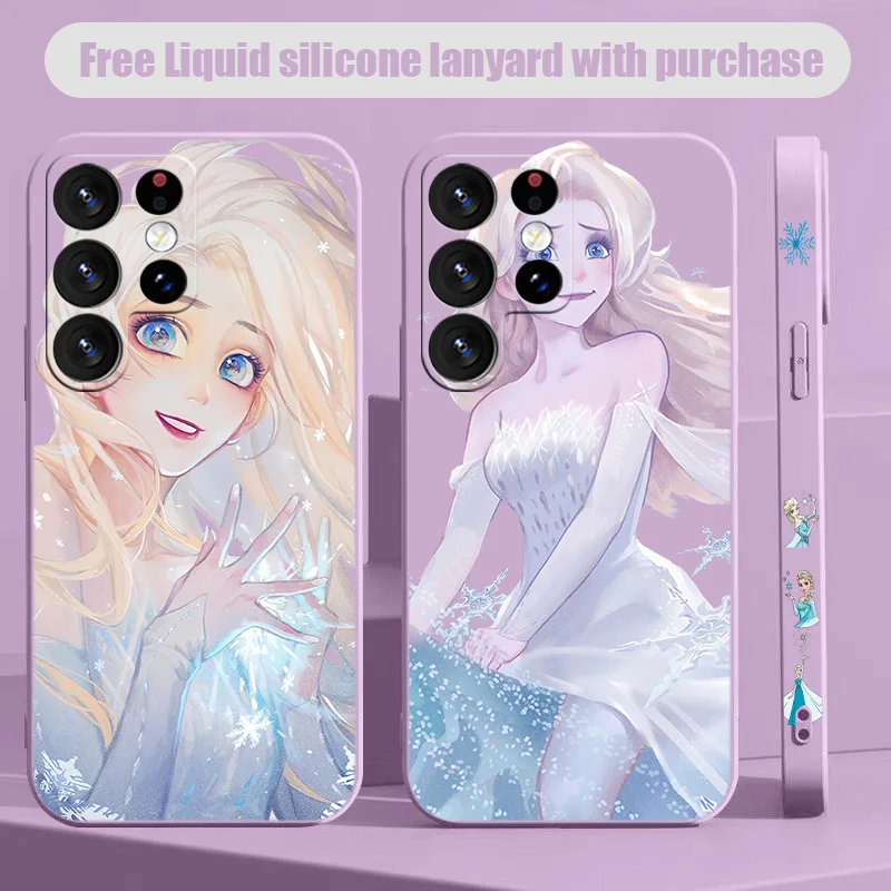 

Frozen lovely princess For Samsung S10 S20 S21 S22 S23 S24 S10e Plus Lite Ultra FE Liquid Left Rope Phone Case Funda Shell Cover