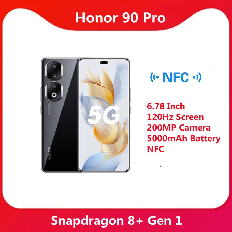 In Stock HONOR 90 Pro 5G Smartphone 200MP Ultra-clear Camera Snapdragon 8+  Gen 1 5000 mAh Battery 90W Supercharger Mobilephone - AliExpress