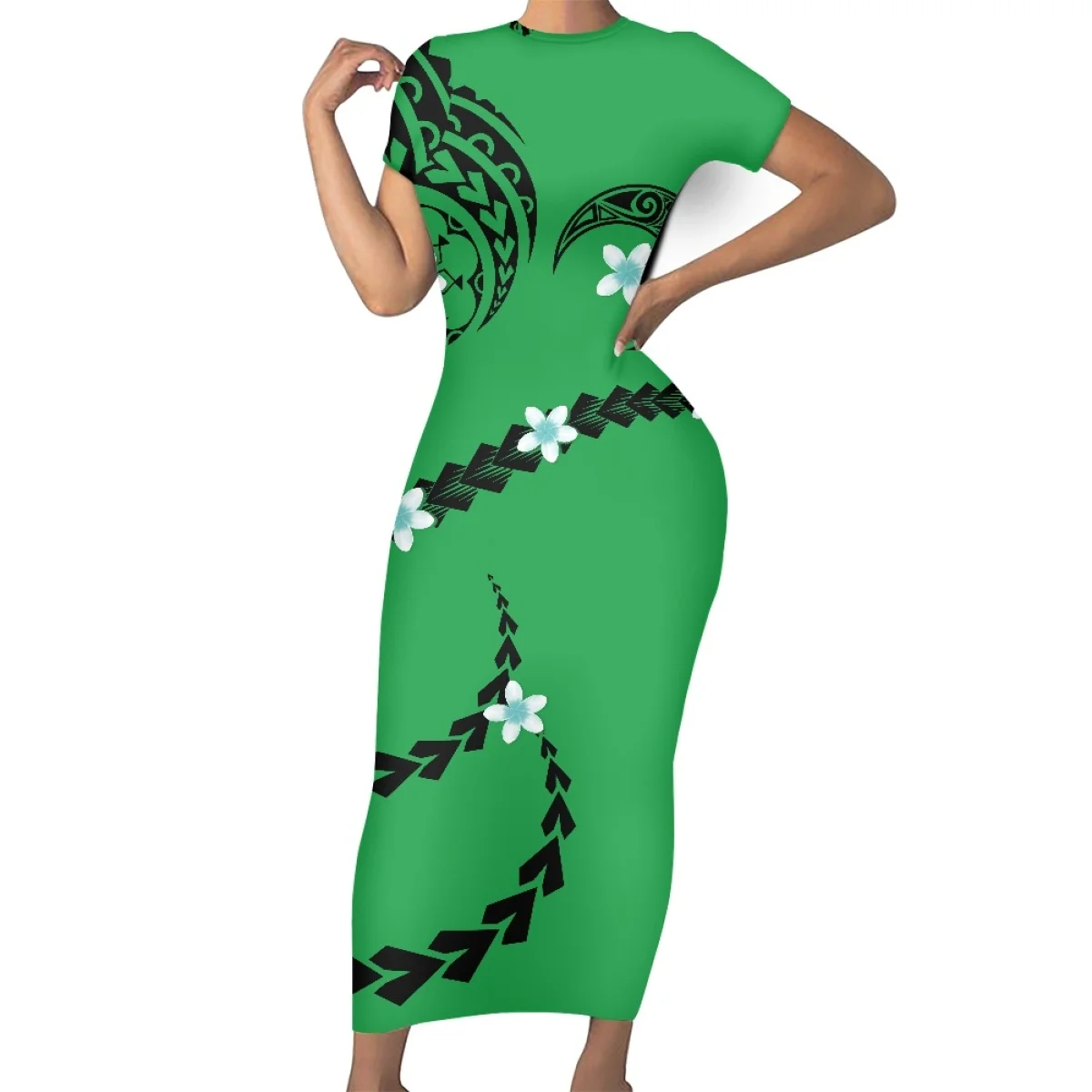 

Женское платье с коротким рукавом, круглым вырезом и маленьким вырезом на животе, сексуальное модное платье для вечевечерние, летние женские платья с принтом гибискуса 2022