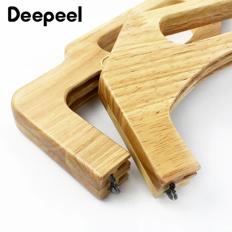 1Pc 23-28cm New Solid Wood Bags Handle DIY Handmade Screw Kiss Clasp Wooden Handls Purse Frame Handbag Sewing Brackets Accessory