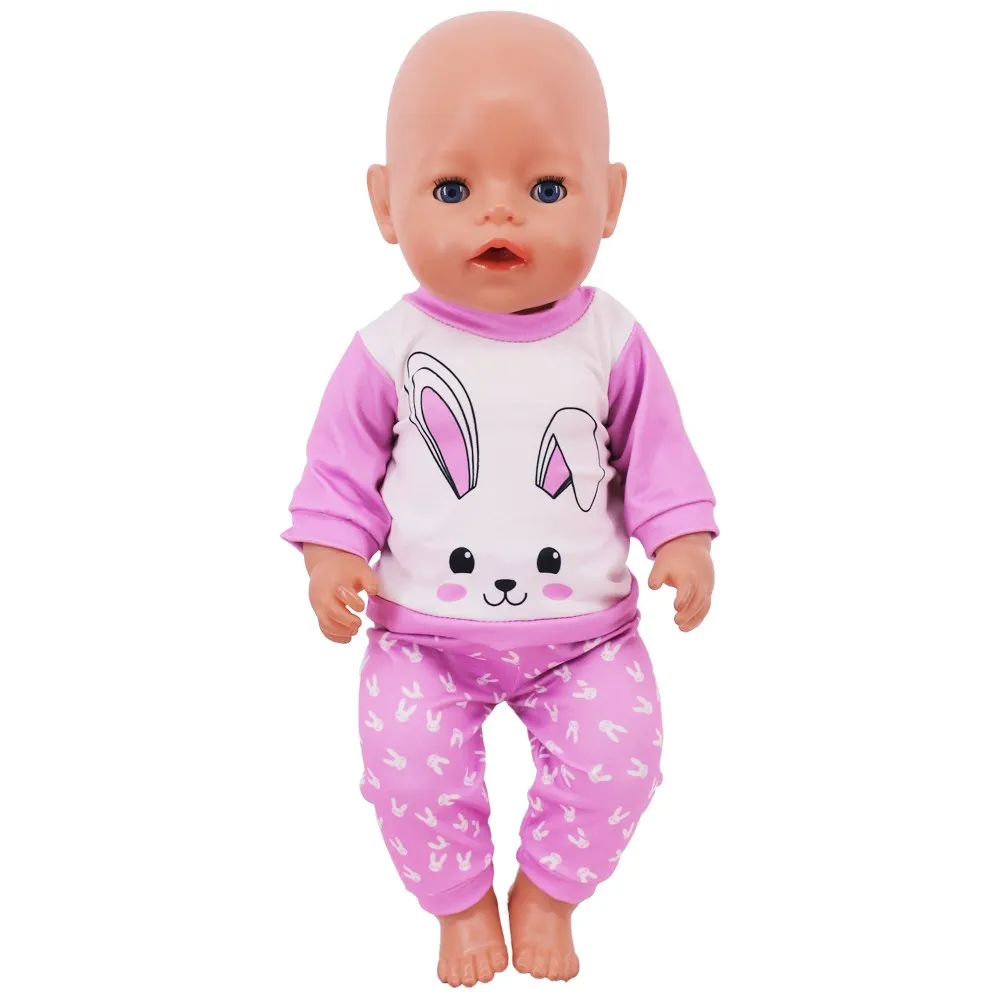 Handmade Crew Neck Pajamas For 18Inch American Doll Accessory Girl 43 cm Baby Born Clothes 43 cm Doll Accessories Our Generation 4