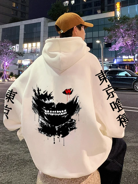 Etrarium HAKUGEI Hoodie ホワイト Anime Hoodie Mens Fashion Warm Sweatshirt Graphical Printed