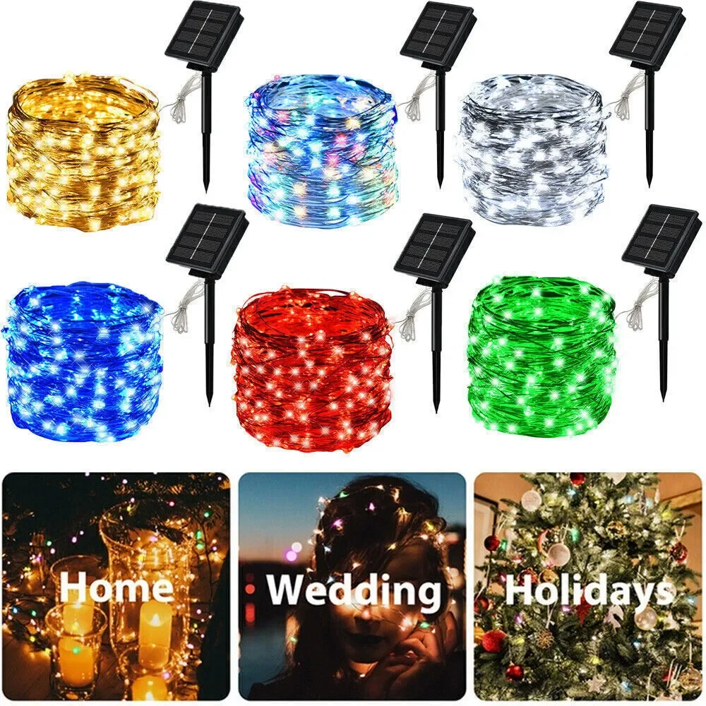 52M 500LED String Solar Powered Fairy Lights Garden Christmas Decor Multi Colour