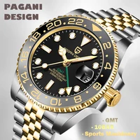 2025 New PAGANI DESIGN Gold Luxury GMT Sports Watch Mechanical Waterproof Automatic Watch Luminous Sapphire Lens Business Watch