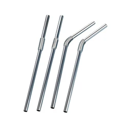 Reusable Flexible Stainless Steel Straws - Set of 2/4 Bendable Metal Straws for Hot & Cold Drinks with Easy Clean Features (4pcs)
