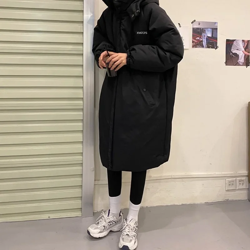 Winter Women's Jacket Pocket Stand-up Collar Down Padded Parka Coat High-quality Oversized Warm Loose Loose Casual Long Coat