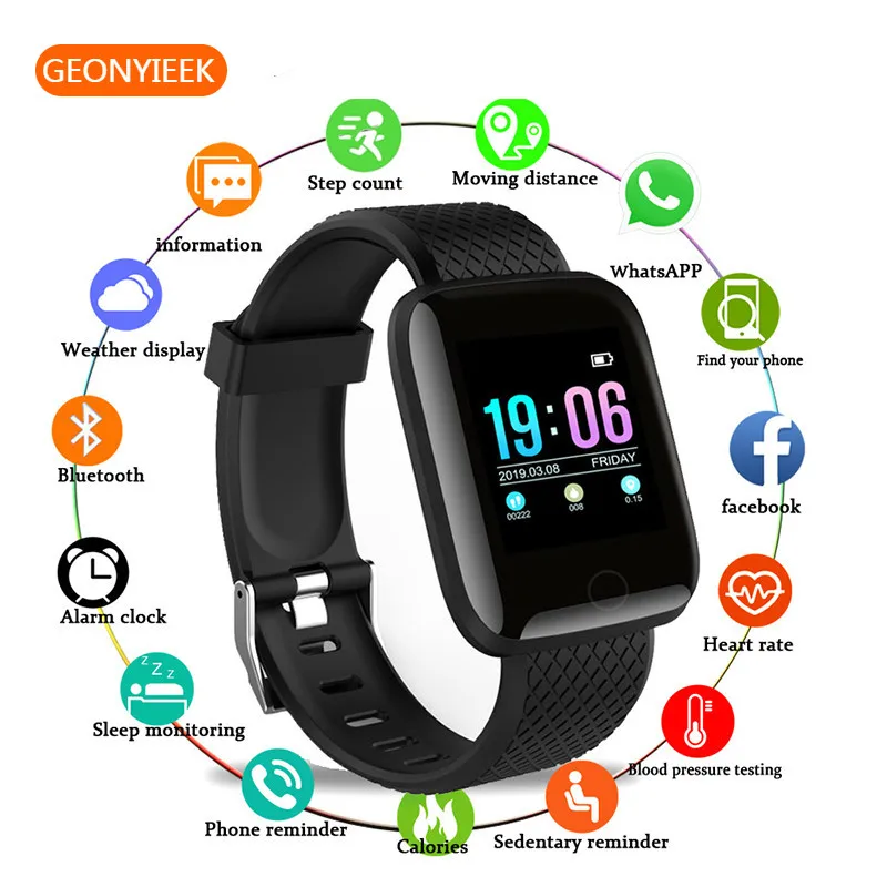 D13 Smart Watch 116 Plus Bracelet Fitness Tracker Blood Pressure Band Sports Wristband Heart Rate Smartwatch | Электроника
