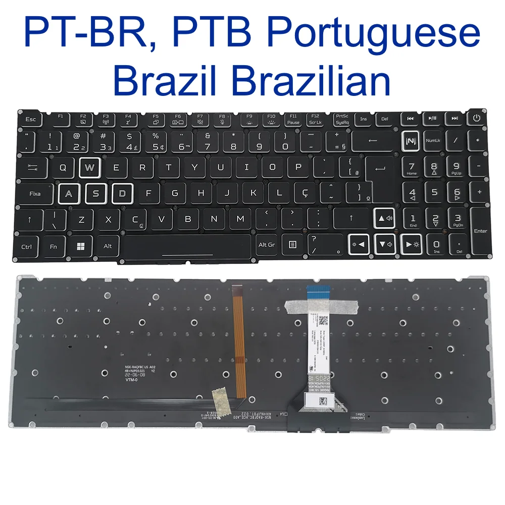 Teclado Retroiluminado para Acer Nitro be Azerty Pt-br Ita Rgb An51754 An51741 An515-45 Helios 300 Ph315-54 Lg05p N16b3l - Imagem 6