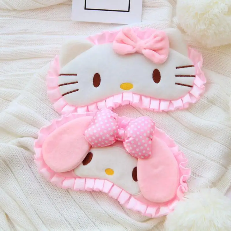 

Маска для глаз Kawaii Hello Kitty, оптовая продажа, милая мультяшная кошка, маска для сна, маска для глаз, ледяная маска для глаз, кружевные женские аксессуары, подарок